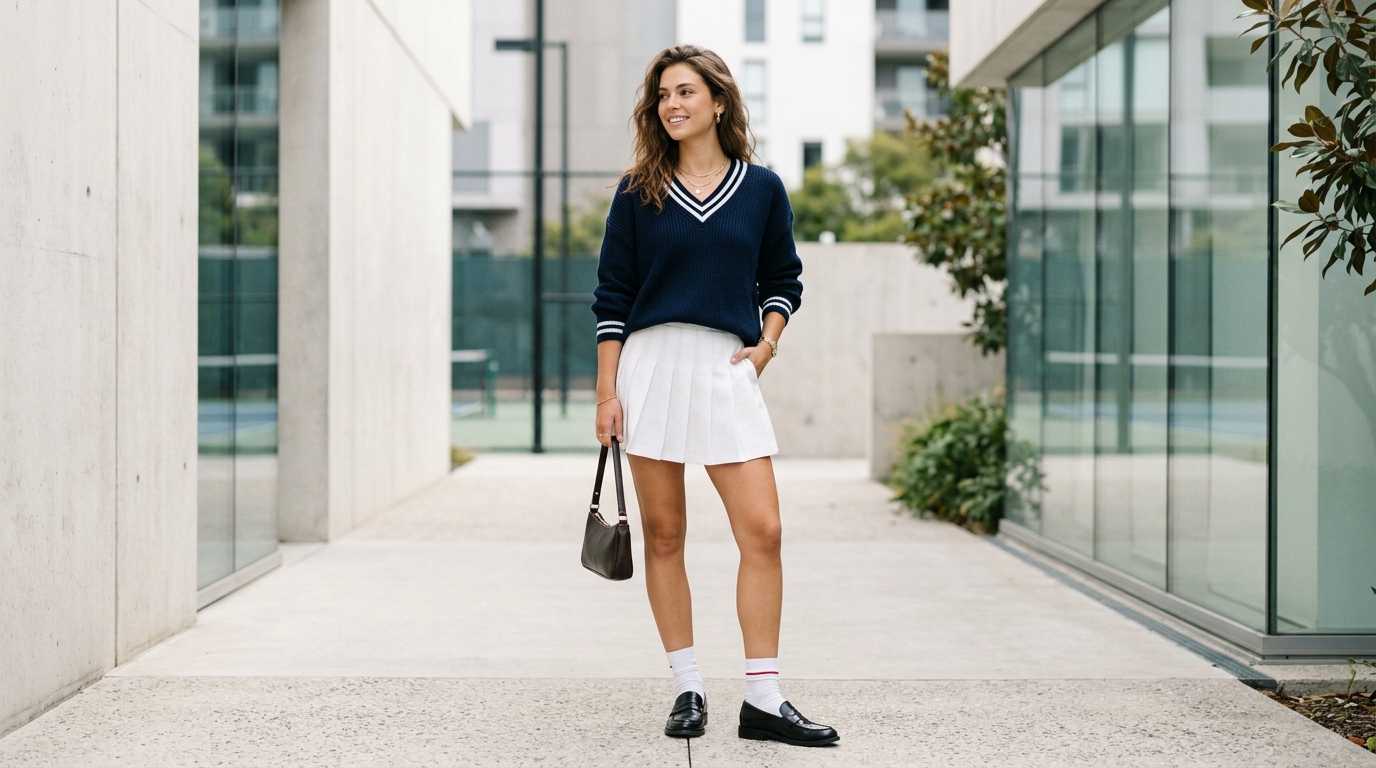 Спортивный шик и Preppy 2.0: как стилизовать теннисную юбку и оверсайз