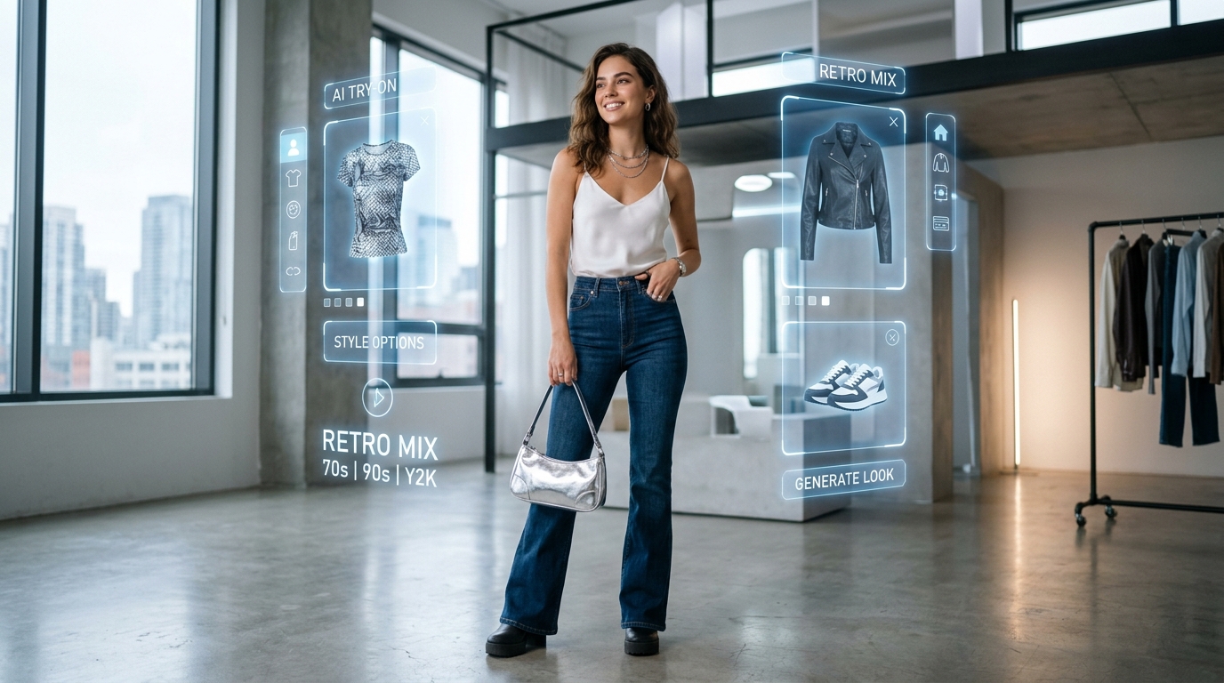 Ретро-микс: как сочетать 70-е, 90-е и Y2K с помощью AI-примерки